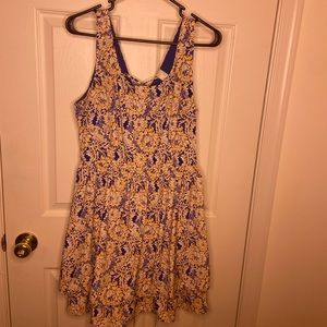 Orange, Blue, and White Floral Dress